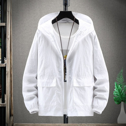 maoxiangshop Summer Hooded Light Jacket Men Sun Protection Clothing Fishing Hunting Clothes Quick Male Dry Skin Windbreaker 4XL