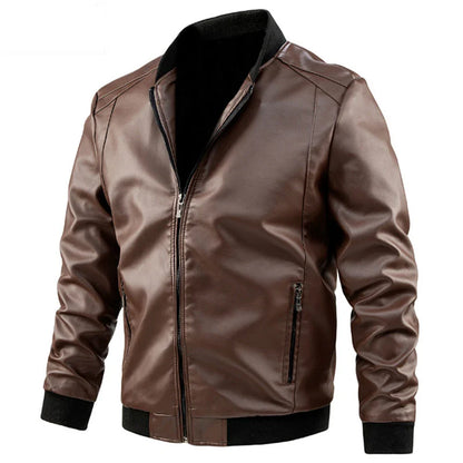 maoxiangshop Plus Size 6XL 7XL PU Jacket Men Leather Coat Casual Motorcycle Biker Coat Solid Color Leather Jackets Male Big Size 6XL 7XL