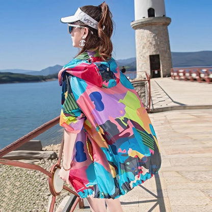maoxiangshop Female Summer New Camouflage Thin Sun Protection Clothing Women Short Anti-Ultraviolet Korean Sun Protection Clothing
