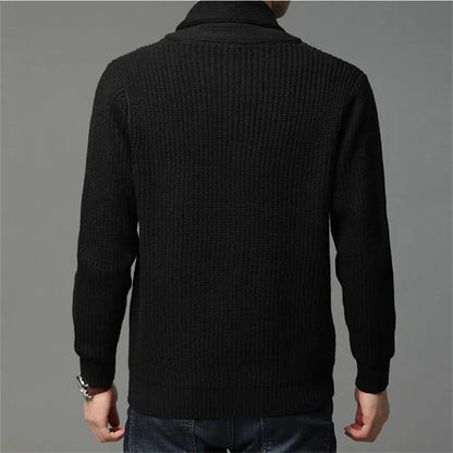 maoxiangshop High Quality Autumn Winter Cardigan Men Thick Knitted Solid Sweater Jakcet Fashion Turn Down Collar Single Breasted Cardigan Men