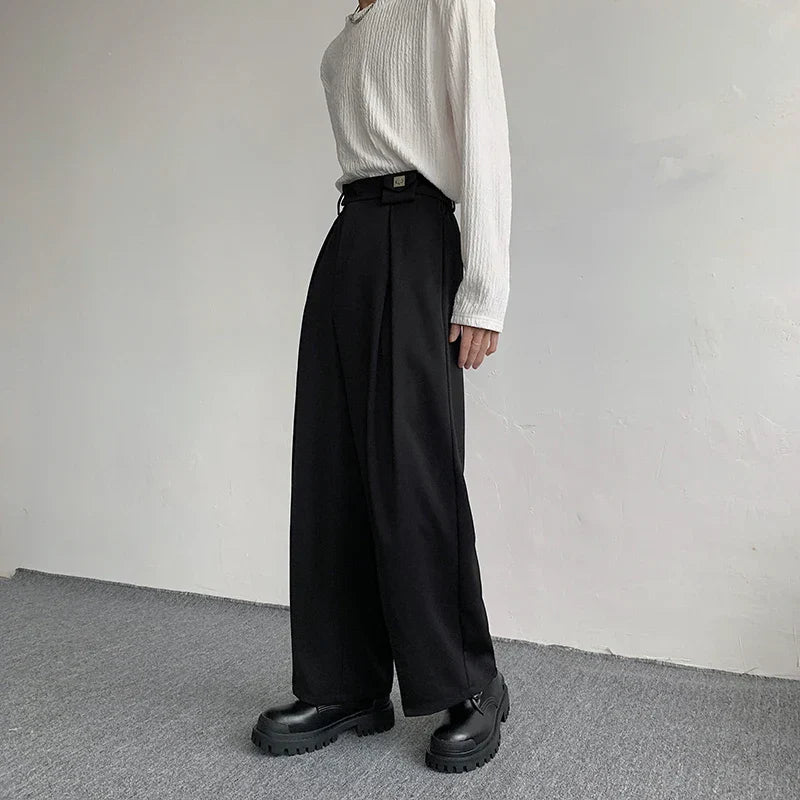 maoxiangshop Black Suit Pants Men Oversized Fashion Social Mens Dress Pants Korean Loose Straight Wide Leg Pants Mens Office Formal Trousers