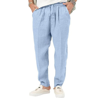 maoxiangshopMen's Long Linen Pants Lightweight Loose Fit Trousers Breathable Cotton Streetwear Sport Sweatpants Solid Color Pencil Pants