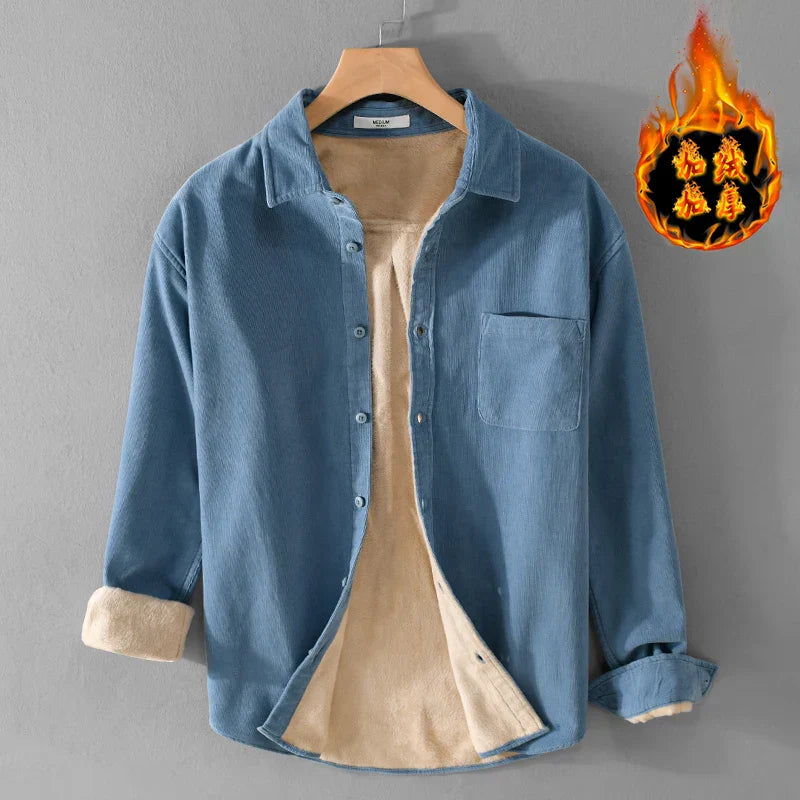 maoxiangshop Italy Quality Brand Shirts For Men Fashion Cotton Corduroy Warm Long-sleeve Thickened Plus Size Top Clothes Camisa