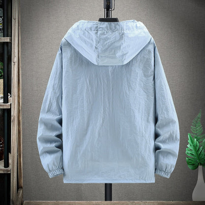 maoxiangshop Summer Hooded Light Jacket Men Sun Protection Clothing Fishing Hunting Clothes Quick Male Dry Skin Windbreaker 4XL