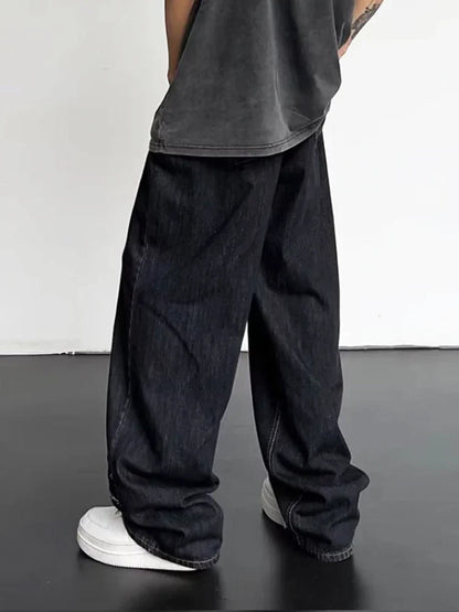 maoxiangshop 2024 Men HipHop Distressed Jeans Pants Men Ripped Patchwork Denim Pants Male Oversized Loose Casual Streetwear Wide Leg Trousers