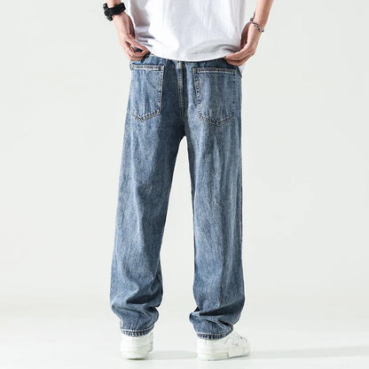 maoxiangshop Baggy Pants Men Wide Leg Jeans Light Blue Straight Cut  Loose Fit Men's Clothing Oversize Jeans Men Kpop Jeans Quality New