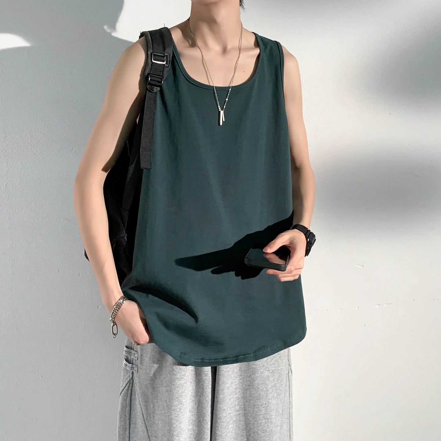 maoxiangshop Summer Men Solid Vest Tank Top Sleeveless T Shirts O-neck Undershirts Breathable Sport Bodybuilding Fitness Muscle Clothes