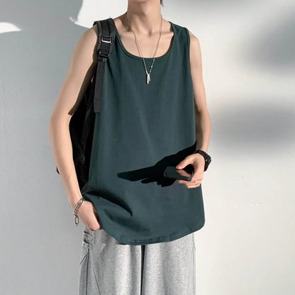 maoxiangshop Summer Men Solid Vest Tank Top Sleeveless T Shirts O-neck Undershirts Breathable Sport Bodybuilding Fitness Muscle Clothes