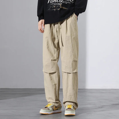 maoxiangshop Parachute Pants for Men's Summer Slim American Loose Fitting Straight Tube Workwear Casual Pants