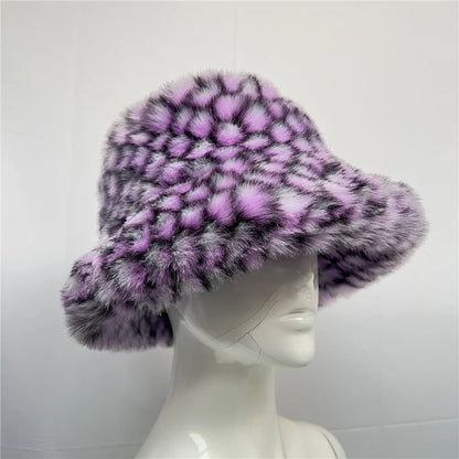 maoxiangshop  -  Luxury Ins Hot Y2k Girls Faux Fox Fur Bucket Hat Women Winter Warm Rabbit Fur Plush Fisherman Hat Cap Festival Party Ski Panama