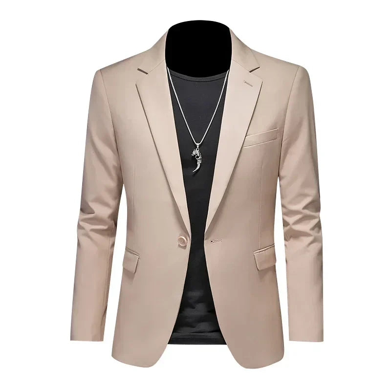 maoxiangshop Fashion Men's Business Casual Blazer White Red Green Black Solid Color Slim Fit Jacket Wedding Groom Party Suit Coat M-6XL