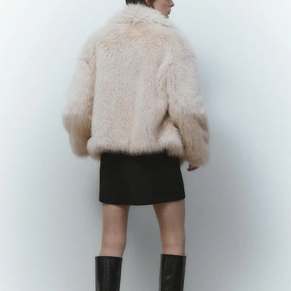 maoxiangshop  -  Chic Ins Blogger Brand Fashion Fake Fox Fur Jacket Coat Women 2024 Winter Luxury Design Big Collar Fur Coats Cool Girls Overcoat