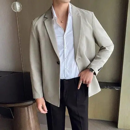 maoxiangshop WELL DRESSED MEN Male Blazer Dress Jackets Slim Fit Long Thin Men's Suit Business Spring Clothes Simple Breasted Coat Fashion 2024 Casual New In