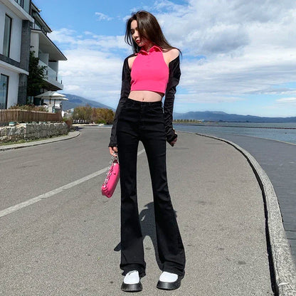 Women Spring Outfits Flare Jeans High Waist Flt Skinny Jean Femee Pants Hot Elastic Fashion Korean Y2K Denim Pant Trousers 4 Color