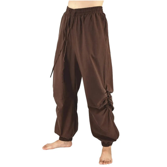 maoxiangshop Adult Men Pirate Pants Vintage Medieval Renaissance Lounge Costume Loose Pants Viking Black Brown Trouser