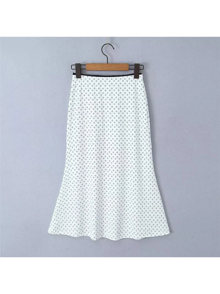 maoxiangshop  -  Summer Ladies Elegant Black Print Holiday Style Straight Skirt Cute Lace Patchwork Waist Bow Slim White Long Skirts
