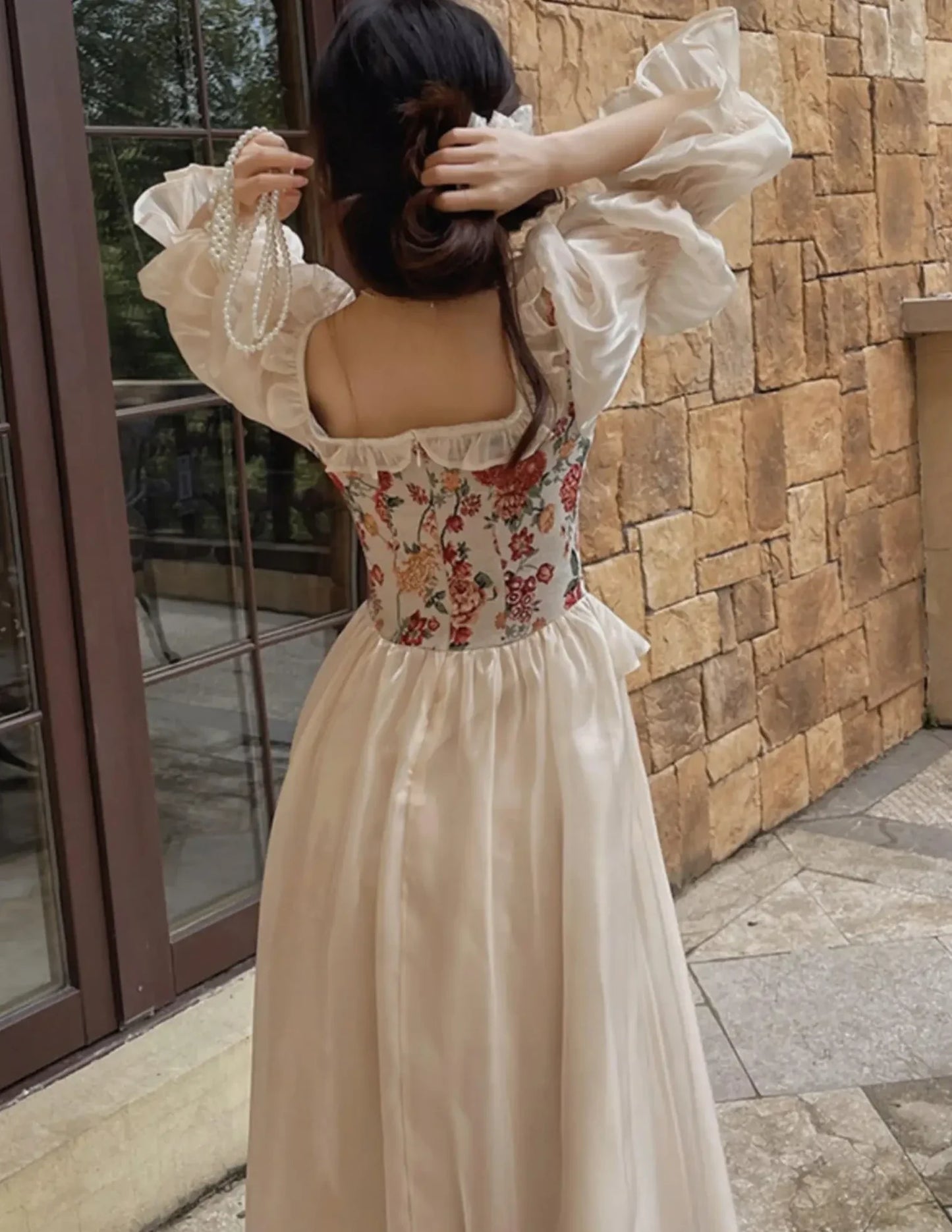 France Vintage Embroidery Evening Party Dress Autumn Lantern Sleeved Princess Fairy Vestidos Women Korea Ruffles Clothes