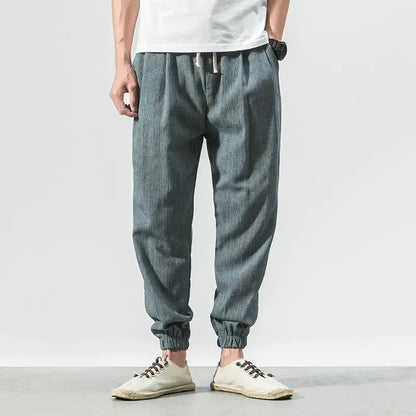 maoxiangshop Cotton Linen Casual Harem Pants Men Joggers Man Summer Trousers Male Chinese Style Baggy Pants Harajuku Clothe