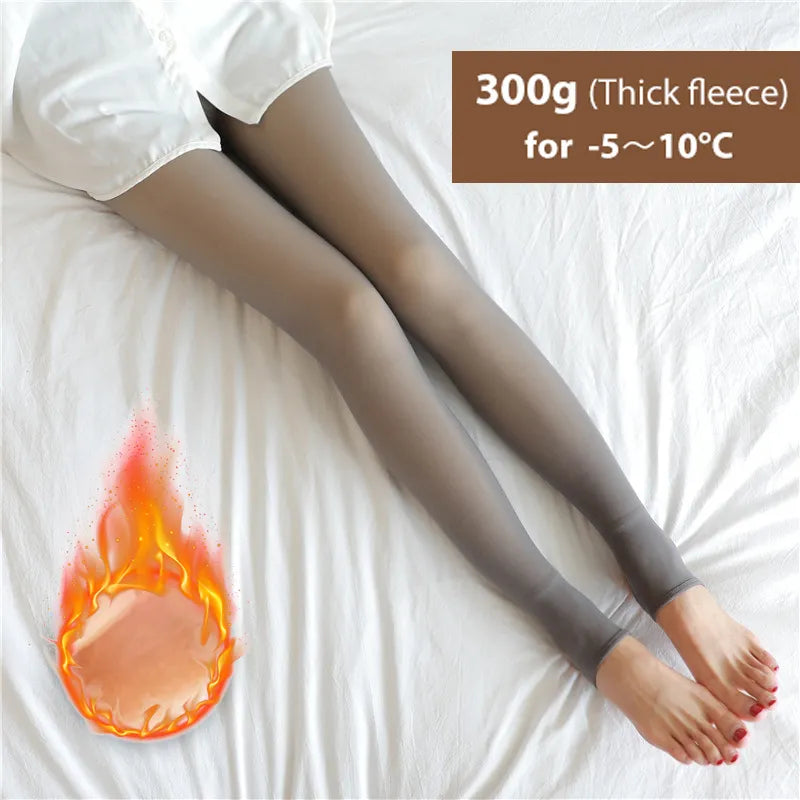 maoxiangshop Winter Warm Tights Pantyhose Women Fleece Socks High Waist Thermal Stocking Insulated Pants Fake Translucent Leggings Tights