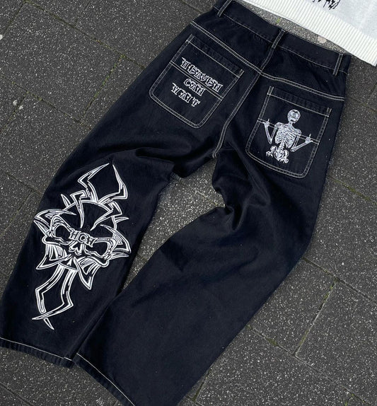 maoxiangshopKorean Fashion NEW Alphabetic Printing Women Jeans Y2k Aesthetic Mid Waist Casual Baggy Trousers  Denim Pants Pants Streetwear