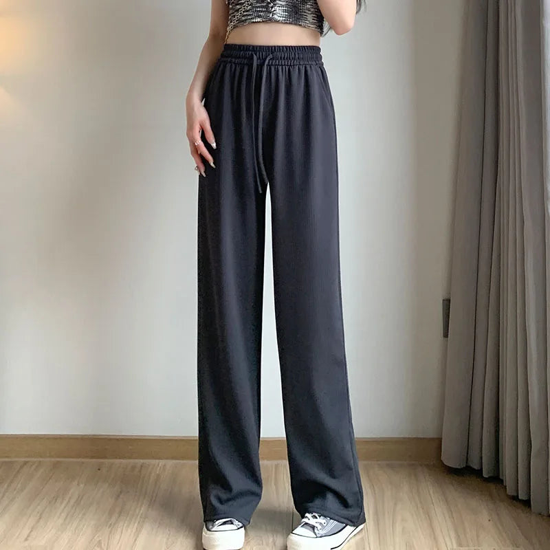 maoxiangshop New Spring and Autumn High Waist Fashion Korean Straight Leg Pants for Women's Casual Loose Versatile Trendy Wide Trousers