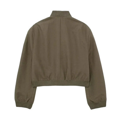 maoxiangshop  -  Y2K Style Jacket Women New Autumn Big Pocket French Jacket Coat Women Solid Color Single-breasted Baseball Outerwear Tops