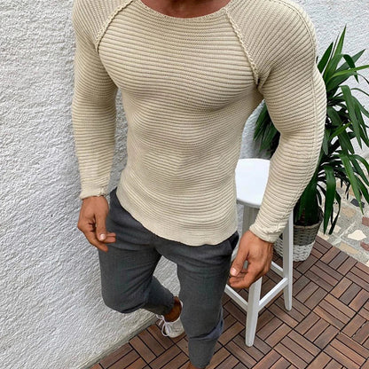 maoxiangshop Sweater Spring Slim Solid Fashion inside Underwear Men Mock Neck Basic T-shirt Blouse Pullover Long Sleeve Top