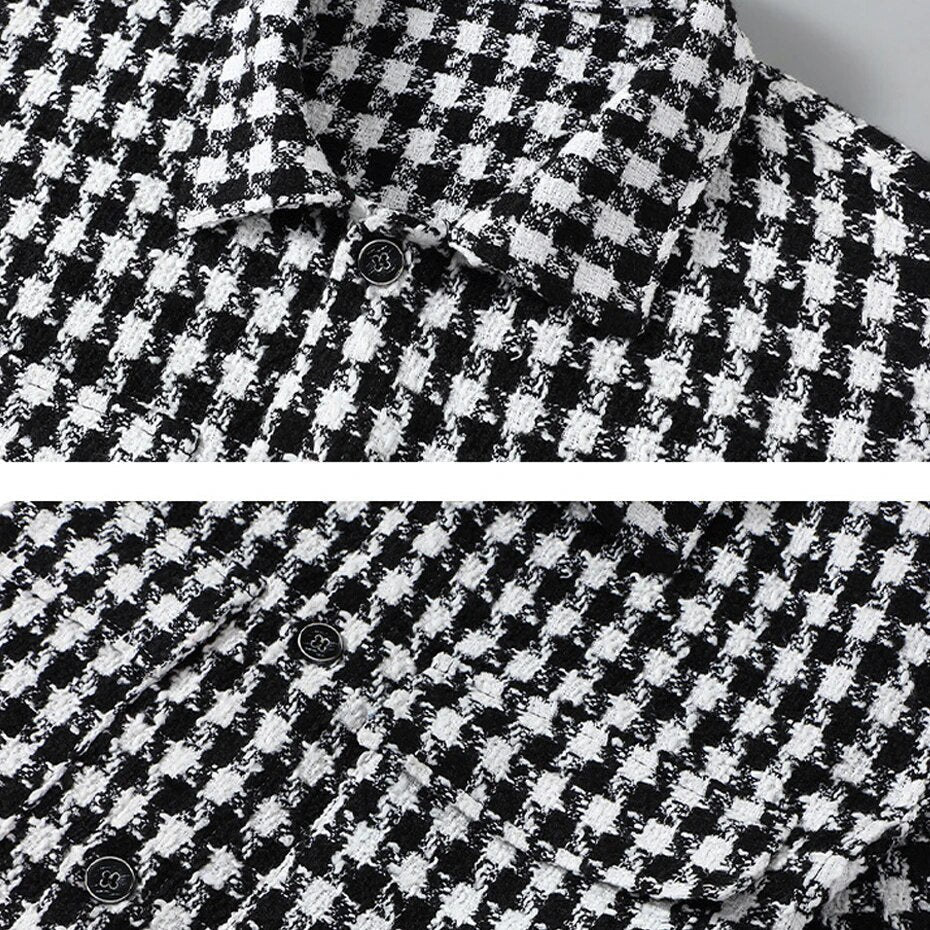 maoxiangshop Plaid Jacket Men Plus Size 10XL Jackets Coat Spring Autumn Fashion Casual Black White Plaid Coats Male Big Size 10XL