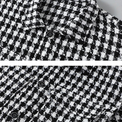 maoxiangshop Plaid Jacket Men Plus Size 10XL Jackets Coat Spring Autumn Fashion Casual Black White Plaid Coats Male Big Size 10XL