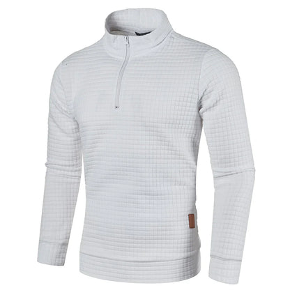 maoxiangshop Autum Men's Solid Color Sweatshirt New Oversize Half Zipper Pullover Warm Sweater Jogger Sport Tops
