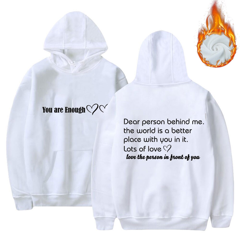 maoxiangshop 600g Cotton Top Quality Autumn Winter Fleece Long Sleeve Pullovers Dear Person Behind Me Hoodie Couple Family Love Romantic Gift