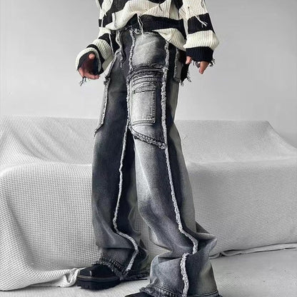 maoxiangshopY2K Man Streetwear Techwear Cargo Korean Harajuku Straight Casual Pants for Men Sweatpants Wide Leg Joggers Trousers Clothes ins