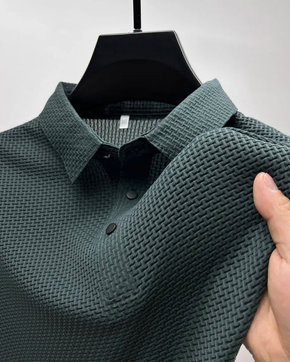 maoxiangshop High-end ice silk elastic Polo shirt New summer T-shirt trend Breathable men's clothing Business short sleeve luxury top