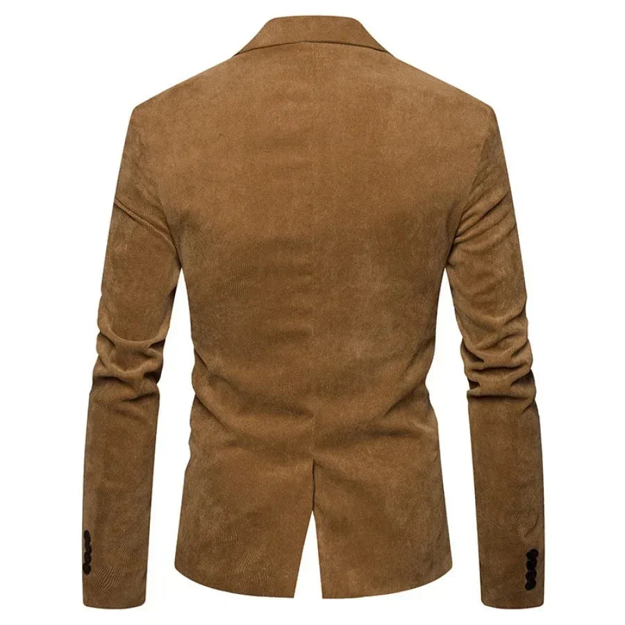 maoxiangshop WELL DRESSED MEN New High Quality Men's Leisure Corduroy Blazers Jacket Fashion Patchwork Single Button Casual Slim Suit Jacket for Men Clothing