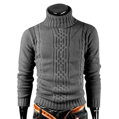 maoxiangshop Autumn Winter Men's Warm Sweater Long Sleeve Turtleneck Sweater Retro Knitted Sweater Pullover Sweater