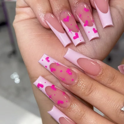 maoxiangshop 24Pcs Coffin False Nails Purple Butterfly Designs Fake Nails with Shiny Rhinestone Wearable French Full Cover Press on Nails