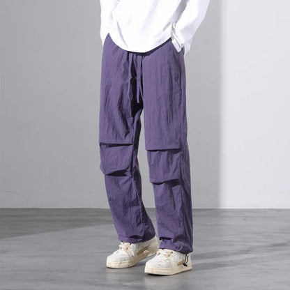 maoxiangshop Parachute Pants for Men's Summer Slim American Loose Fitting Straight Tube Workwear Casual Pants