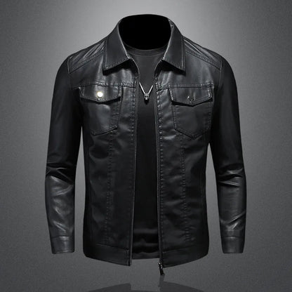 maoxiangshop Black PU Jackets Men Spring Autumn Leather Jacket Coat Male Fashion Casual Motor Biker PU Leather Coat Big Size 5XL