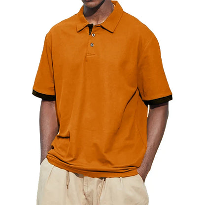 maoxiangshop New Men Short Sleeve Tshirt Summer Lapel Large Polo Shirts Large Collar Solid Color T Shirt for Men
