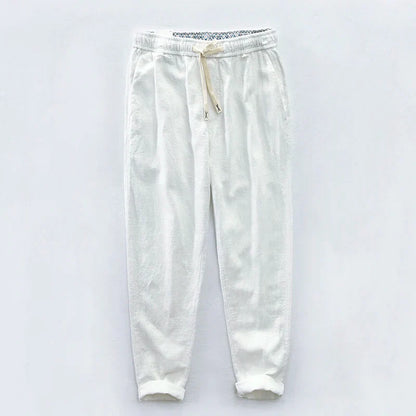 maoxiangshop 7 Colors Men's Cotton Linen Pants Male Spring Summer Casual Solid Color Thin Linen Cargo Trousers Streetwear M-XXXL