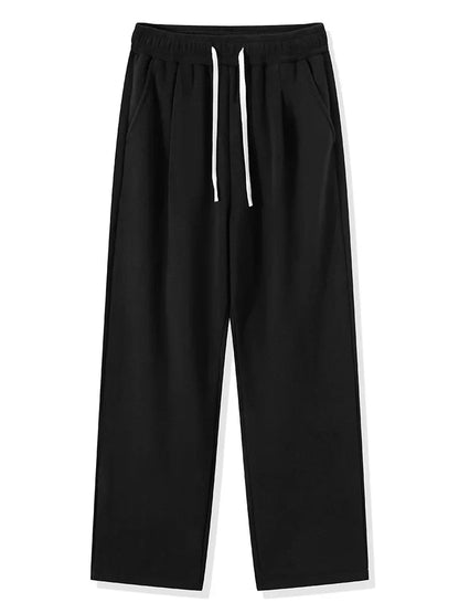 maoxiangshop Winter Thick Fleece Warm Sweatpants Men Streetwear Wide-Leg Straight Loose Track Pants Male Casual Thermal Velvet Trousers