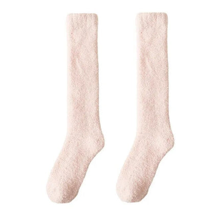 maoxiangshop  Unisex Candy Coral Fleece Long Socks Women Plush Winter Warm Thick Thigh Stockings Lolita Thigh High Home Sleep Floor Sock