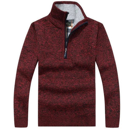 maoxiangshop MEN WINTER OUTFIT Men's Fleece Thicker Sweater Half Zipper Turtleneck Warm Pullover High Quality Male Slim Knitted Wool Sweaters For Spring