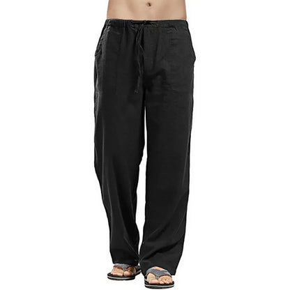 maoxiangshop Fashion Men Linen Pants Multiple Pockets Casual Trousers Summer Breathable Cotton Linen Streetwear Male Spring Loose Sweatpants