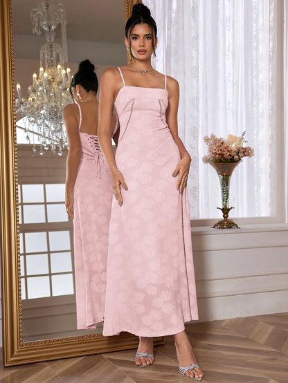 See Through Beach Spaghetti Maxi Dress For Women Plunge  Shoulder Floral Mesh Patchwork Long Holiday Dress Femme