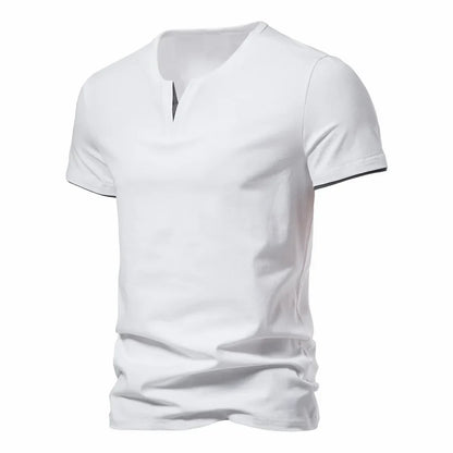maoxiangshop Mens Short Sleeve Henley Shirts Casual Cotton Slim Fit Basic Summer V Neck T-Shirt
