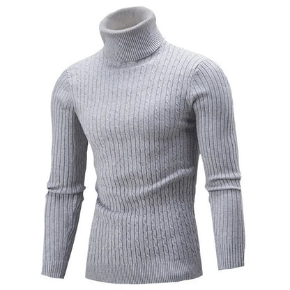maoxiangshop Autumn Winter Men's Warm Sweater Long Sleeve Turtleneck Sweater Retro Knitted Sweater Pullover Sweater