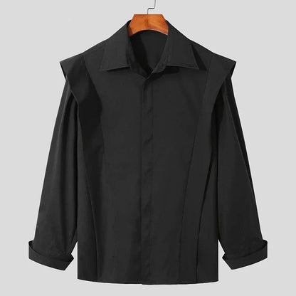 maoxiangshop 2024 Men Shirt Brand Lapel Long Sleeve Fashion Casual Men Clothing Solid Color Streetwear Button Leisure Camisas S-5XL