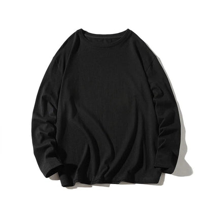 maoxiangshop 100% Cotton T Shirt Men Solid Color Long Sleeves O Neck Mens Tshirt Casual Streetwear Man Pullover Tops Tees Plus Size 5Xl