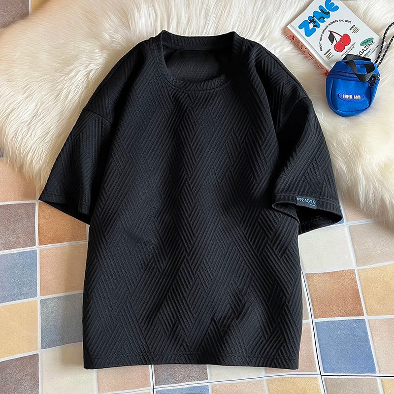 maoxiangshop New Summer Men's Fashion T Shirt Korean Mens Oversized Hip Hop Short Sleeve Loose T Shirts 2024 Mens Streetwear Casual Top Tees